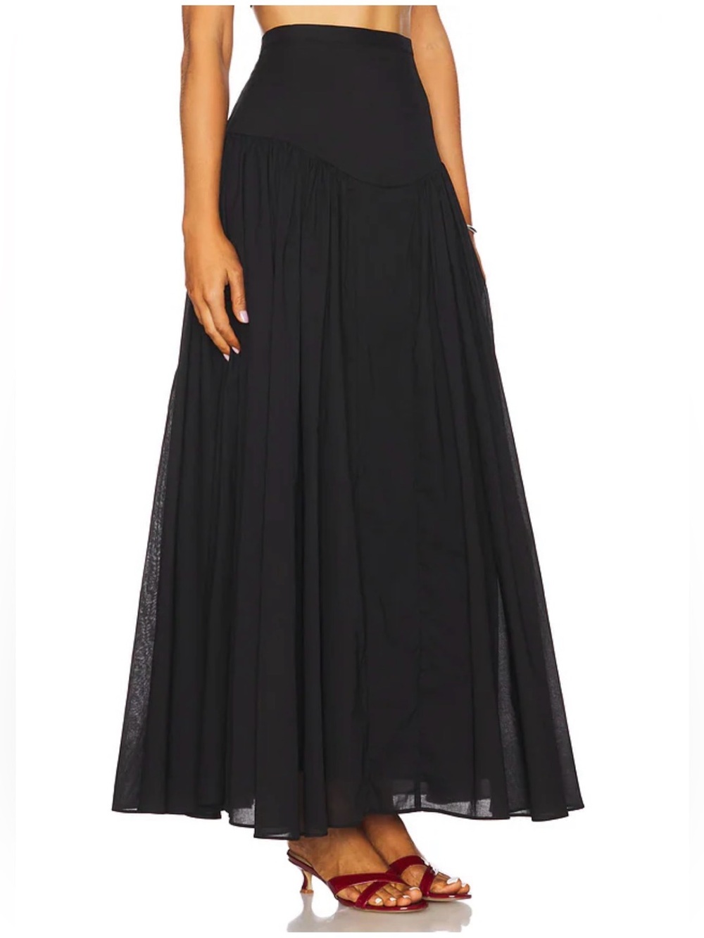 NWOT- Bardot Amorette Cotton Maxi Skirt in Black, size Small - Picture 2 of 12